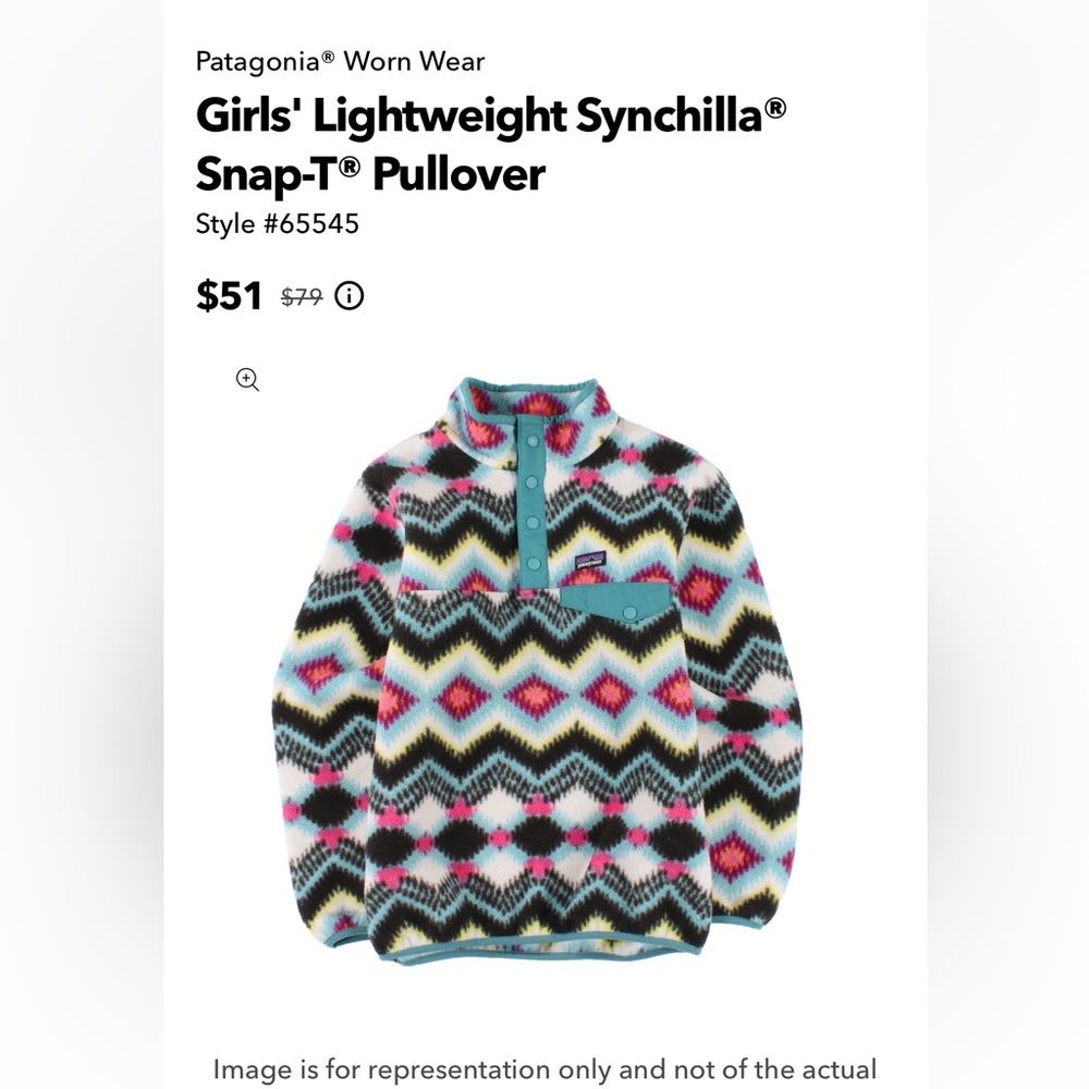 Patagonia Girls Snap T Fleece, size 4-6